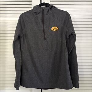 Univ Iowa Hawkeyes Hooded 1/4 Zip Pullover Sweatshirt Jacket Sz M Gray Athletic